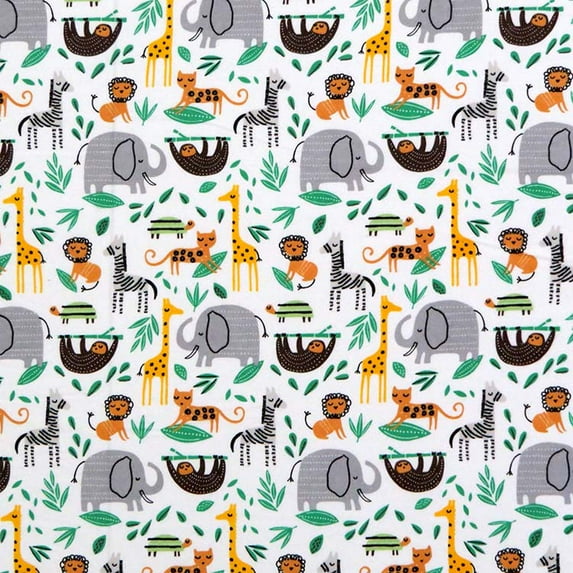 SheetWorld Fitted 100% Cotton Flannel Oval Crib Sheet, Fits Stokke Sleepi 26 x 47, Modern Jungle Animals