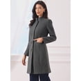 thumbnail image 4 of DARING DIVA Women's Stand Collar Mid-Length Overcoat with Pockets S Grey, 4 of 6