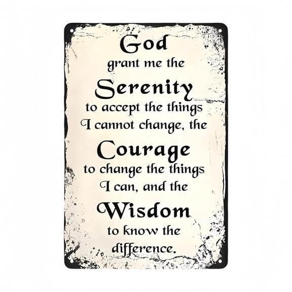 "Serenity Prayer" Religious Inspirational Metal Sign, Vintage Aluminum Wall Decor Plaque, 8x12 Inch Christian Bible Quote Sign for Home, Office, Room