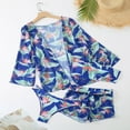 thumbnail image 7 of Njoeus Women's Hawaiian 3 Piece Outfits Swimsuit Set Floral Cardigans Beach Cover Up Crop Top Shorts Bathing Suits Summer Swimwear, 7 of 7