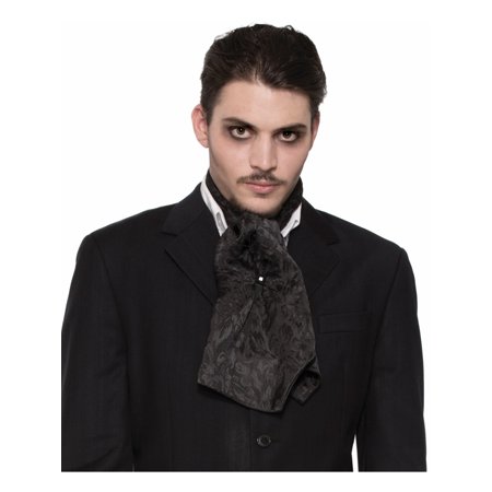 Ascot Tie - Adult's Mens Black Satin Ascot Scarf Necktie Costume Accessory