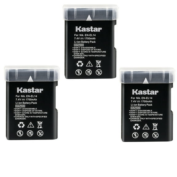 Kastar 3-Pack EN-EL14 Battery Replacement for Nikon EN-EL14a, EN-EL14b, EN-EL14c, EN-EL14, Nikon 27126 Battery, Nikon MH-24a, MH-24 Charger