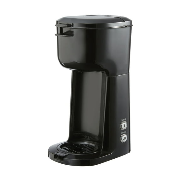 Mainstays Single Serve Coffee Maker, 1 cup Capsule or Ground Coffee, Black, New, Model 202140