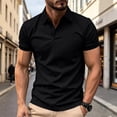 thumbnail image 6 of KLHDSF Men's Polo Shirts Casual V Neck Summer Short Sleeve Beach Vacation Tops Cotton Collared Dress Work Golf Shirts Black L, 6 of 10