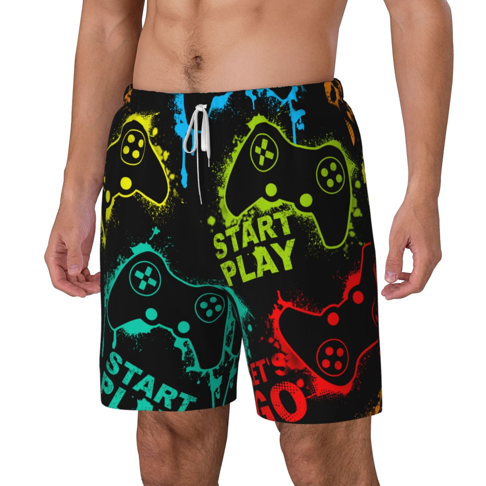 Xecao Play Game Start for Men's Swimming Trunks Swim Trunks Quick Dry Swim Shorts with Mesh Lining Funny Swimwear Bathing Suits