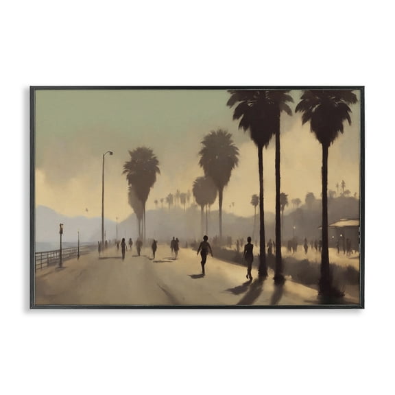 Stupell Industries Sunset Skater on Boardwalk Landscape & Nature Painting Black Framed Art Print Wall Art, 18 x 12