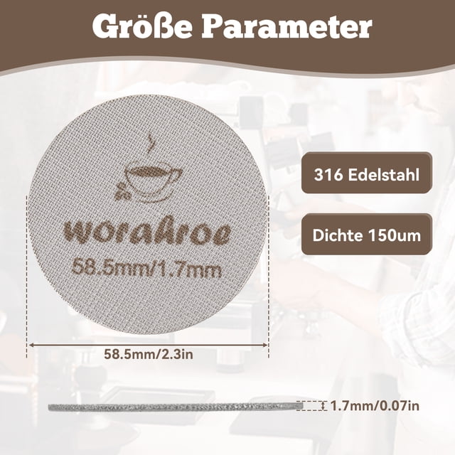 Unatoiry 2 Pcs Filtre Réutilisable Durable et Antirouille pour Raccord d'Espressos Filtre d'Écran de Rondelle d'Espressos 58.5mm锛?.7mm锛?50um