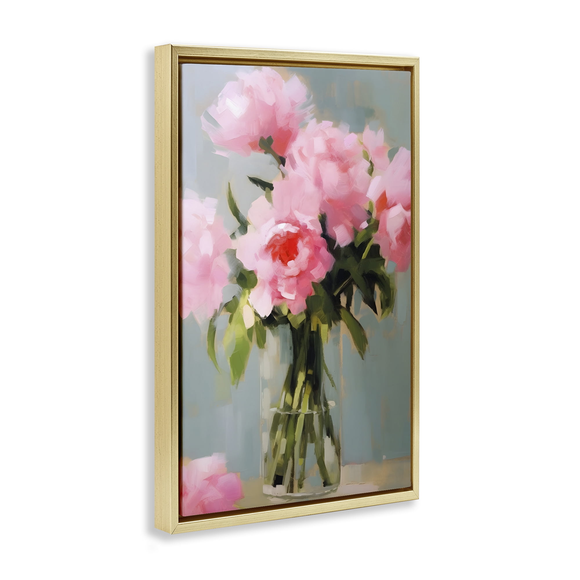 Stupell Industries Confetti Roses Bouquet Botanical & Floral Painting Gold Floater Framed Art Print Wall Art, 17 x 25