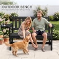 thumbnail image 5 of KINGYES HDPE Outdoor Bench with Integrated Side Tray, 2-Person All-Weather Patio Bench with 660 lbs Capacity, Porch Bench for Backyard, Garden & Park, Black, 5 of 12
