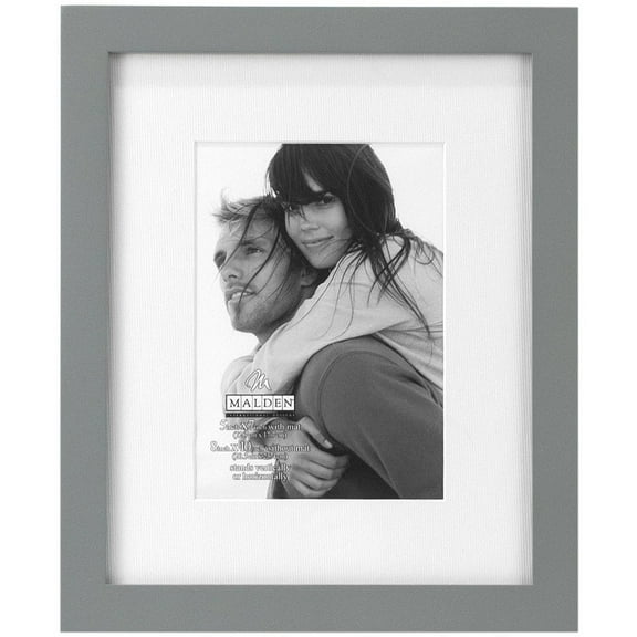 LINEAR WOOD Gray Frame with 8x10 5x7 coordinated mat by Malden - 5x7