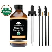 Castor Oil (4 OZ) USDA Organic 100% Pure Cold-Pressed Hexane-free for Hair Growth, Eyelashes, Eyebrows and Skin by Joyal Beauty