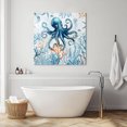 thumbnail image 3 of Octopus Wall Art Painting on Canvas, Blue Coastal Starfish Ocean Coral Nautical Canvas Art Home Prints Wall Art Framed Modern Artwork for Living Room Bedroom Wall Decor 16x16in, 3 of 9