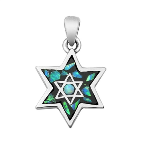 Sterling Silver Mosaic Star of David Pendant Jewish Religious Charm 925 Jewelry Female Unisex