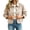 Beige women faux suede cropped jacket a1, variant on Tusihei Women's Faux Suede Cropped Jacket Long Sleeve Collared Button Down Work Blazer with Pocket Fall Winter Casual Business Outerwear Chore Coat, Beige XL