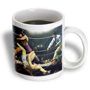 3dRose Vintage Art Dempsey and Firpo Boxing Match 1924 by artist George Bellows , Ceramic Mug,