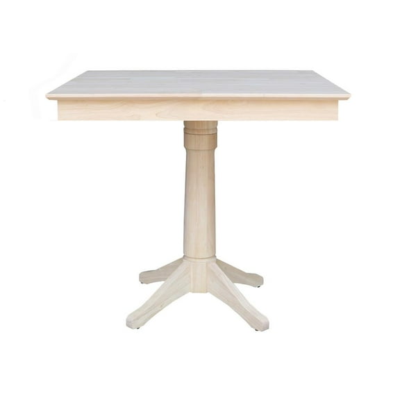36" x 36"  Natural Solid Wood Square Top Pedestal Table  - 35.9" Height