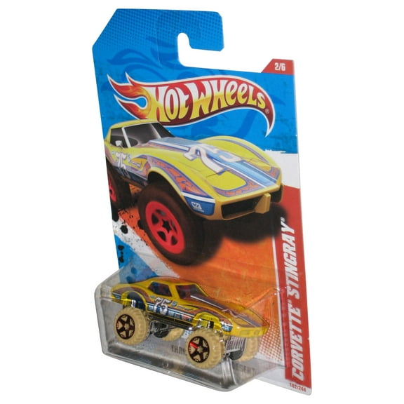 Hot Wheels Thrill Racers Desert 2/6 (2010) Yellow Corvette Stingray Toy Car 182/244