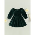 thumbnail image 2 of SUNSIOM Robe de Noël pour Filles, Manches Longues Plissée Couleur Unie Robe Trapèze Robe de Soirée, 2 of 8