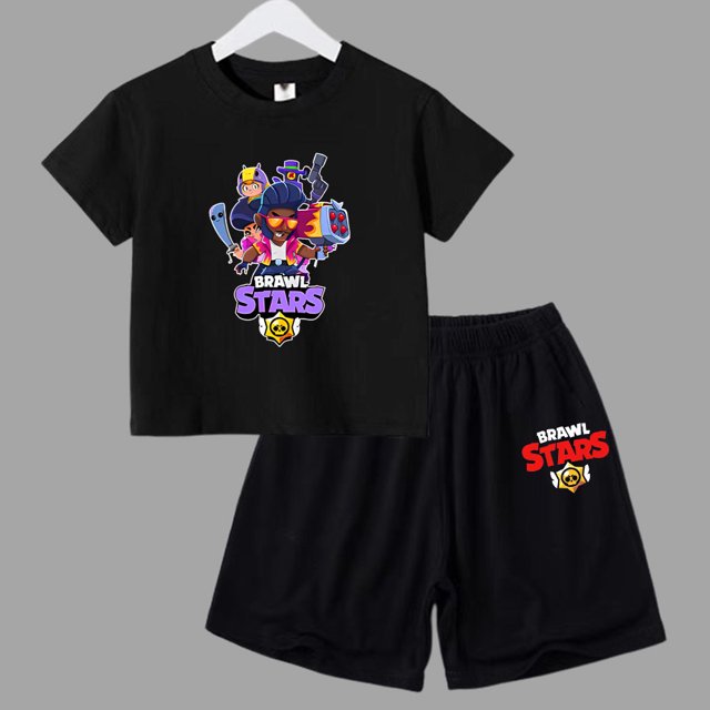 Ensemble 2 Pcs d'Été Anime Combat Jeu de Rôle T-Shirt à Manches Courtes + Shorts Vêtements Décontractés Enfants Col Rond Garçons Filles Tout-Petits