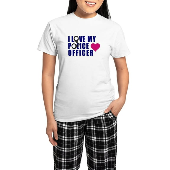CafePress - I Love My Police Officer Pajamas - Women's Short Sleeve Print T-Shirt and Pants Light Cotton Pajama Set