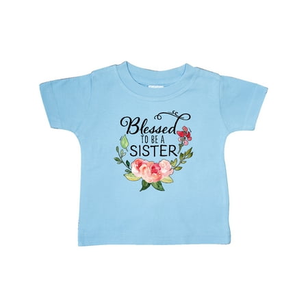 

Inktastic Blessed to Be a Sister with Pink Flowers Gift Baby Boy or Baby Girl T-Shirt