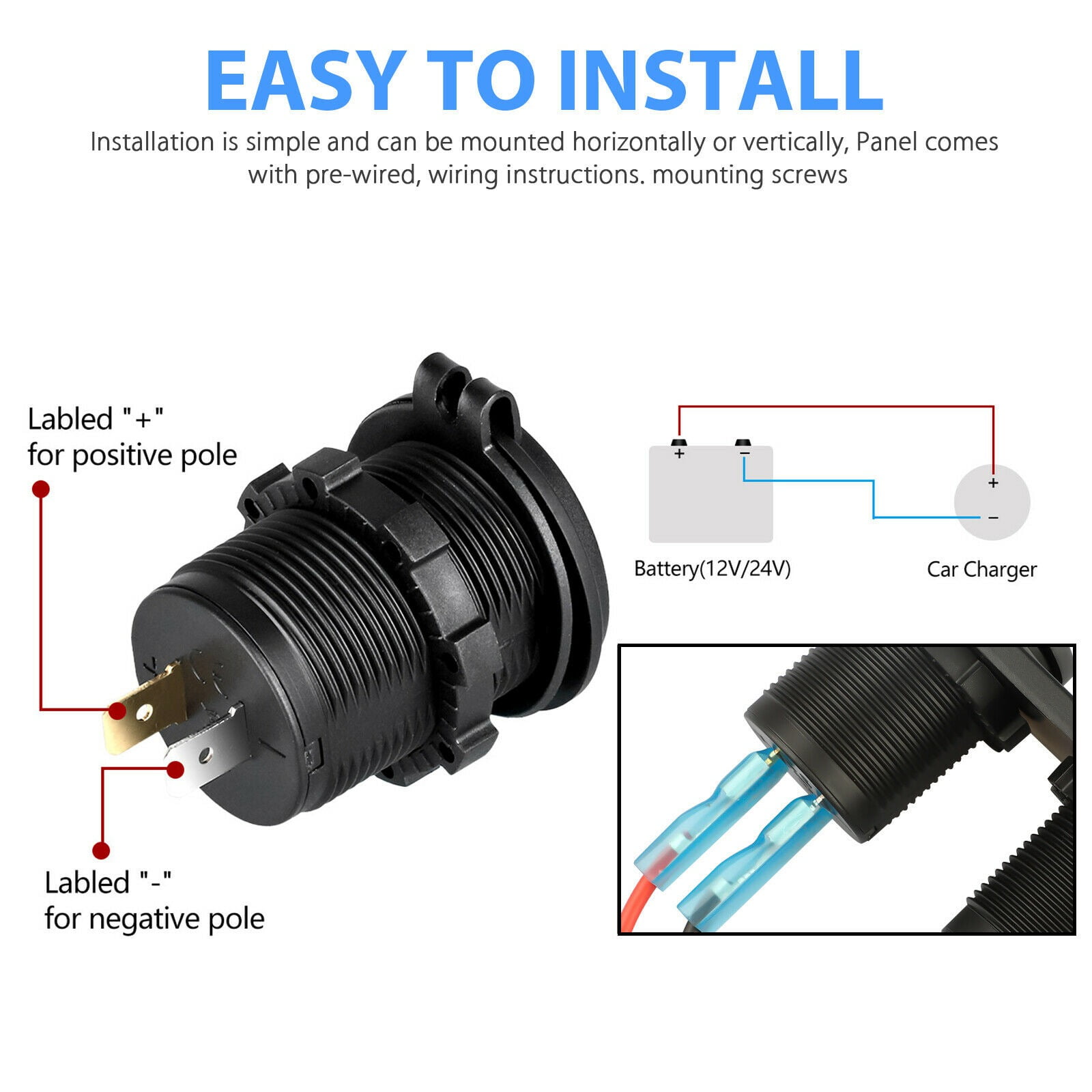 12-24V 4 Gang Toggle Blue LED Rocker Switch Panel Circuit Breaker Waterproof for Car Marine Boat