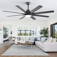 thumbnail image 3 of Sofucor 66" Modern Black Ceiling Fan with LED Light, Phone App, Remote, and Voice Control, 3 of 11