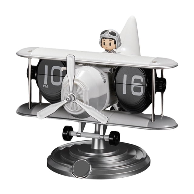 Time Flying Airplane Flip Clock Automatic Mechanical Desk Clock Creative Aircraft Design Table Decor Unique Decorative Timepiece For Home