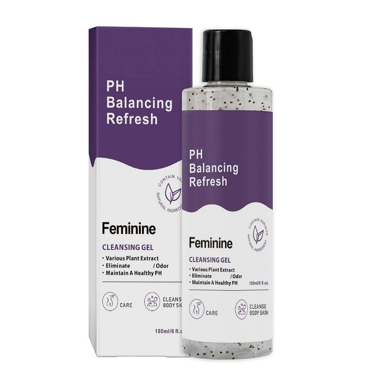 Refresh pH Balancing Shower Gel 6 Fl Oz, Natural Feminine Hygiene Solution for Gentle Cleansing, Odor Control, and Skin Nourishment, pH Balance Body Wash for All Skin Types