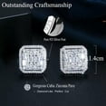 thumbnail image 6 of Lovely Crystal Silver Square Stud Earrings Cubic Zircon Party Jewelry for Women, 6 of 9
