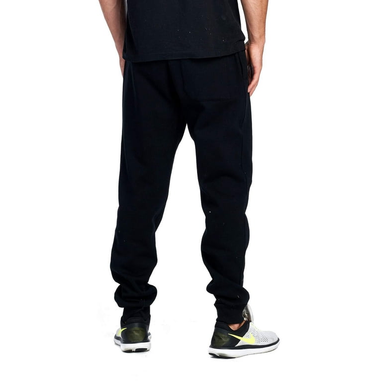 PROGO Men s Casual Jogger Sweatpants Basic Fleece Marled Jogger Pant Elastic Waist Medium Black