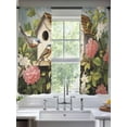 thumbnail image 5 of Vintage Birdhouse Semi Sheer Window Curtains 72 Inches Long, Spring Floral Birds Botanical Rod Pocket Voile Silky Chiffon Curtain Light Filtering Drapes for Living Room, Kitchen, 52"x72", 2 Panels, 5 of 9