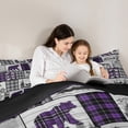thumbnail image 5 of Erosebridal Plaid Bear Deer Comforter Set Rustic Cabin Bedding Set Twin Size Country Hunting Wildlife Bedding Comforter Sets Adults Women Woodland Animal Quilt Set Purple Black Grey, 5 of 7