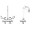 Delta 27C4842 Commercial Double Handle Ceramic Disc Lavatory Faucet with Gooseneck Spout and Vandal Resistant Hooded Blade Handles, Chrome
