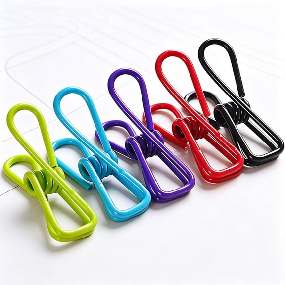 10 Pcs Assorted Chip Bag Clips,1.97 inch Utility Pvc-Coated Metal Clip,Multipurpose Clothes Pins,Small Metal Clips,Clothesline Clip for Laundry Hanging, Kitchen Bags,Random Color 10PCS