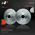 thumbnail image 4 of A-Premium 12.60 inch (320mm) Front Drilled and Slotted Disc Brake Rotors + Ceramic Pads Kit Compatible with Select Nissan and Infiniti Models - Murano, EX35, EX37, FX35, Q40, QX50, QX70, 350Z, 370Z, 4 of 8