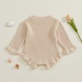 thumbnail image 4 of RUINIXCW Newborn Baby Girl Knit Sweater Romper Infant Baby Girl Fall Winter Clothes Basic Solid Color Ruffle Long Sleeve Bubble Bodysuit Pullover Top, 4 of 8