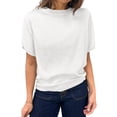 thumbnail image 3 of Short Sleeved Solid Color Women Casual Crew Neck Short Sleeve Knit Sweater Tops, 3 of 6