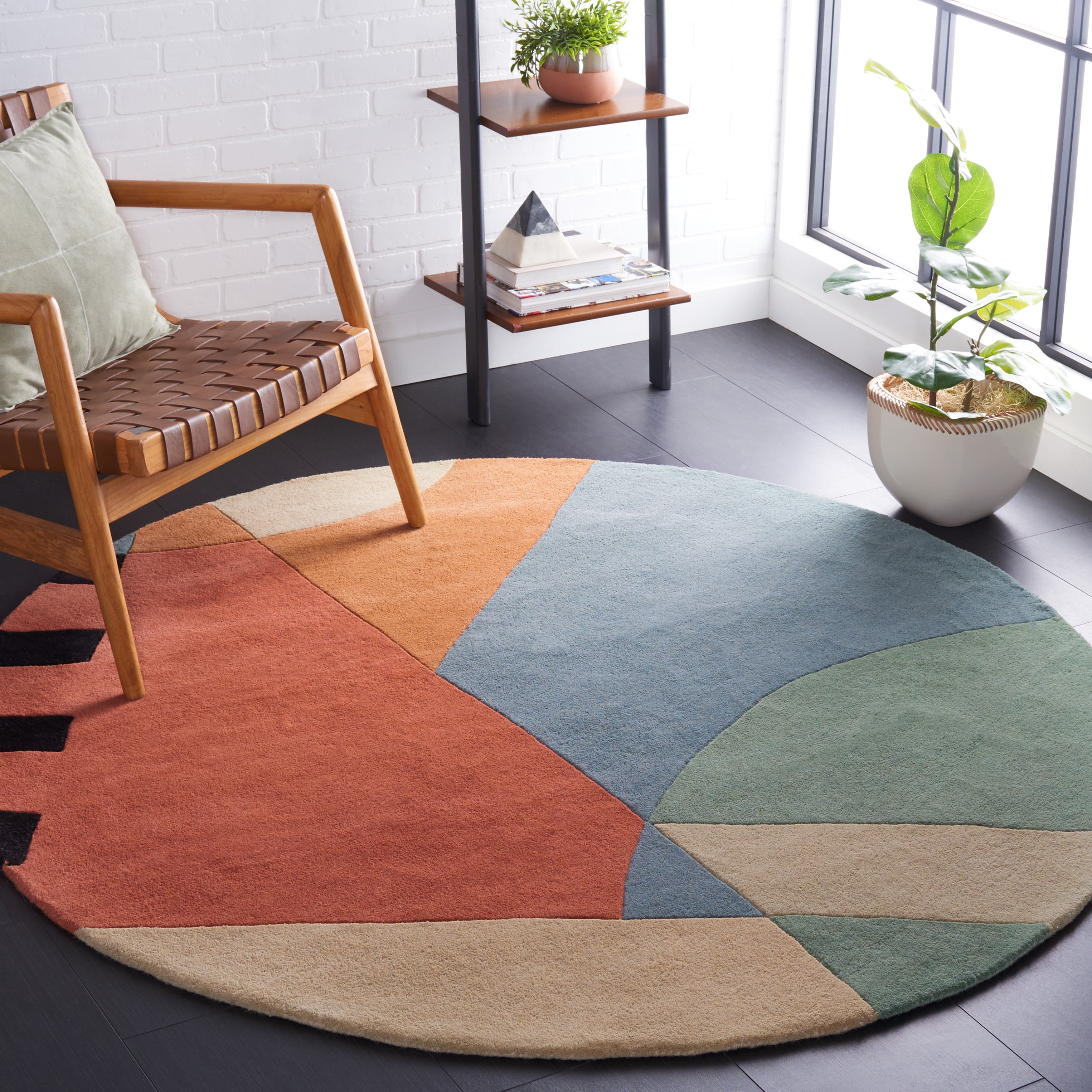 SAFAVIEH Rodeo Drive Kenneth Abstract Area Rug, Gold, 7'9" x 7'9" Round