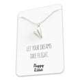 thumbnail image 2 of Paper Airplane Necklace – Cute Airplane Charm Pendant for Dreamer & Travelers – Message Card – Let Your Dreams Take Flight, 2 of 6
