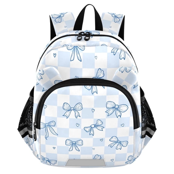 ALAZA Blue Bow Checkered Mini Backpack School Bookbag Age 3-7 Medium