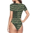 thumbnail image 4 of Naloa Jungle Green Camo USA Flag Women's Short-Sleeved Onesie, One-Piece Swimsuit for Parties, dates, clubs - XX-Large, 4 of 9