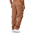 thumbnail image 6 of Light Brown Mens Cargo Sweatpants Fleece Wide Straight Leg Drawstring Sweatpant with Multi Pockets Heavyweight Workout Jogger Pant Warm Elastic High Waist Baggy Pant Athletic Plus Size Trousers 2XL, 6 of 8