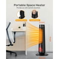 thumbnail image 3 of Ataucjin 31" Space Heater With Remote Portable Electric Heaters 3D Flame Effect Tower Heater For Indoor Use 1500W PTC Ceramic Heater With 90° Oscillating Heat Up 200 Square Feet For Bedroom Office, 3 of 6