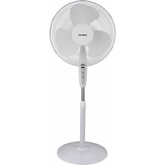 OPTIMUS F-1672WH 16" Oscillating Stand Fan with Remote, White