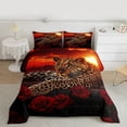 thumbnail image 3 of Feelyou 3D Leopard Wildlife Bedding Comforter Set, Jungle Cheetah Twin Comforter Sets, Romantic Anniversary Rose Reversible Bedding Set, Ultra Soft Bedroom Decor, 2pcs, 3 of 9