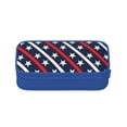 thumbnail image 2 of TEQUAN Large Capacity Pencil Case, Patriotic Red White Blue Stars Strips Pattern Pencil Pouch 2 Compartments Pencil Bag (Blue), 2 of 7