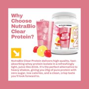 NutraBio Clear Whey Isolate Protein Powder, Delicious & Refreshing Fruit Flavors, Protein Juice, No Milky Taste, No Foam, Zero Sugar, Strawberry Lemonade, 20 Servings
