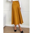 thumbnail image 2 of BTFBM Womens Spring Summer Long Satin Skirt Silk Elegant High Waist Cocktail Party Wedding Flowy A-Line Midi Skirts, 2 of 8