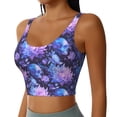 thumbnail image 2 of Gukieu White Skull Flower Print Women's Sports Vest, Low-neck U-shaped Removable Pad Sports Bra for Yoga, Exercise, Dance-X-Large, 2 of 8